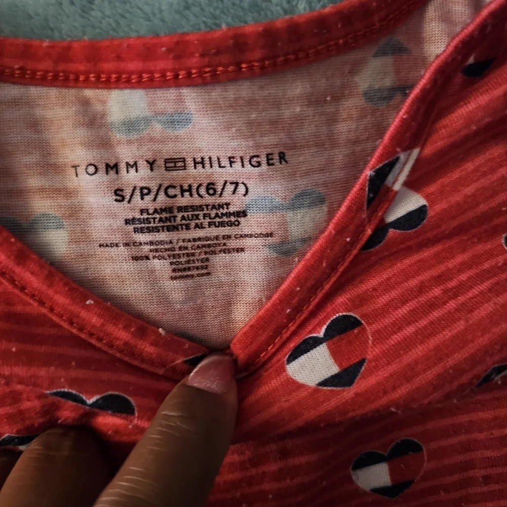 Tommy Hilfiger Kids Striped Red Nightgown with Hearts Design